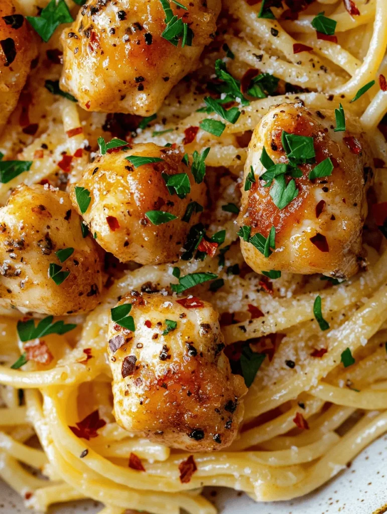 If you're searching for a dish that perfectly balances comfort and flavor, look no further than Garlic Butter Chicken Bites paired with Savory Creamy Parmesan Pasta. This delightful recipe is not only quick to prepare but also makes for an impressive centerpiece at family dinners or gatherings. The succulent chicken bites, infused with the rich essence of garlic and butter, are complemented by a creamy Parmesan pasta that ties the dish together beautifully.