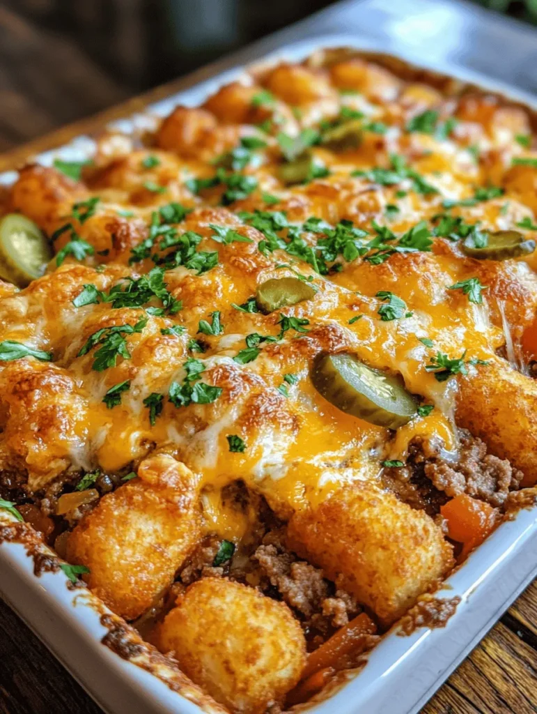 In the ever-evolving landscape of home cooking, casseroles have emerged as a timeless trend that resonates with families looking for comfort and convenience. These one-dish wonders offer a perfect blend of flavors and textures while requiring minimal effort, making them a staple in kitchens across the globe. Among the myriad of casserole options, the Ultimate Cheeseburger Tater Tot Casserole holds a special place. This family-friendly dish effortlessly marries the beloved flavors of a classic cheeseburger with the satisfying crunch of tater tots, creating a meal that appeals to both kids and adults alike.