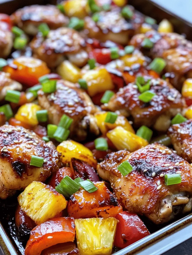 If you’re searching for a delicious and easy weeknight meal that transports your taste buds to a tropical paradise, look no further than Tropical Hawaiian Chicken Sheet Pan Delight. This vibrant dish combines the juicy flavors of marinated chicken thighs with the sweet and tangy essence of fresh pineapple and colorful bell peppers, creating a symphony of taste that’s sure to please the entire family. The origins of this recipe lie in the fusion of Hawaiian cuisine, which is known for its emphasis on fresh ingredients and bold flavors, making it a perfect choice for those who crave a taste of the tropics without leaving home.