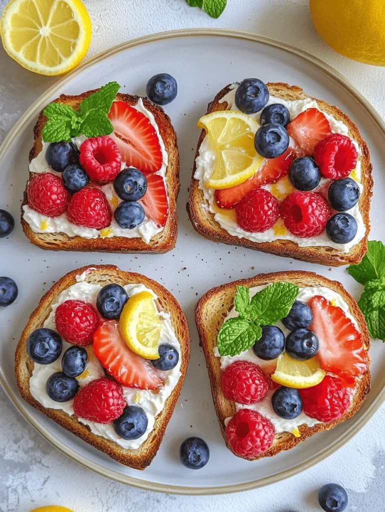 Breakfast is often touted as the most important meal of the day, and for good reason. It kickstarts your metabolism, replenishes your body's glucose supply, and provides essential nutrients that set the tone for your day. With an array of options available, finding a breakfast that is both delicious and nutritious can be a challenge. Enter the Lemon Berry Breakfast Toast—a vibrant, easy-to-make dish that perfectly balances flavor and nutrition.