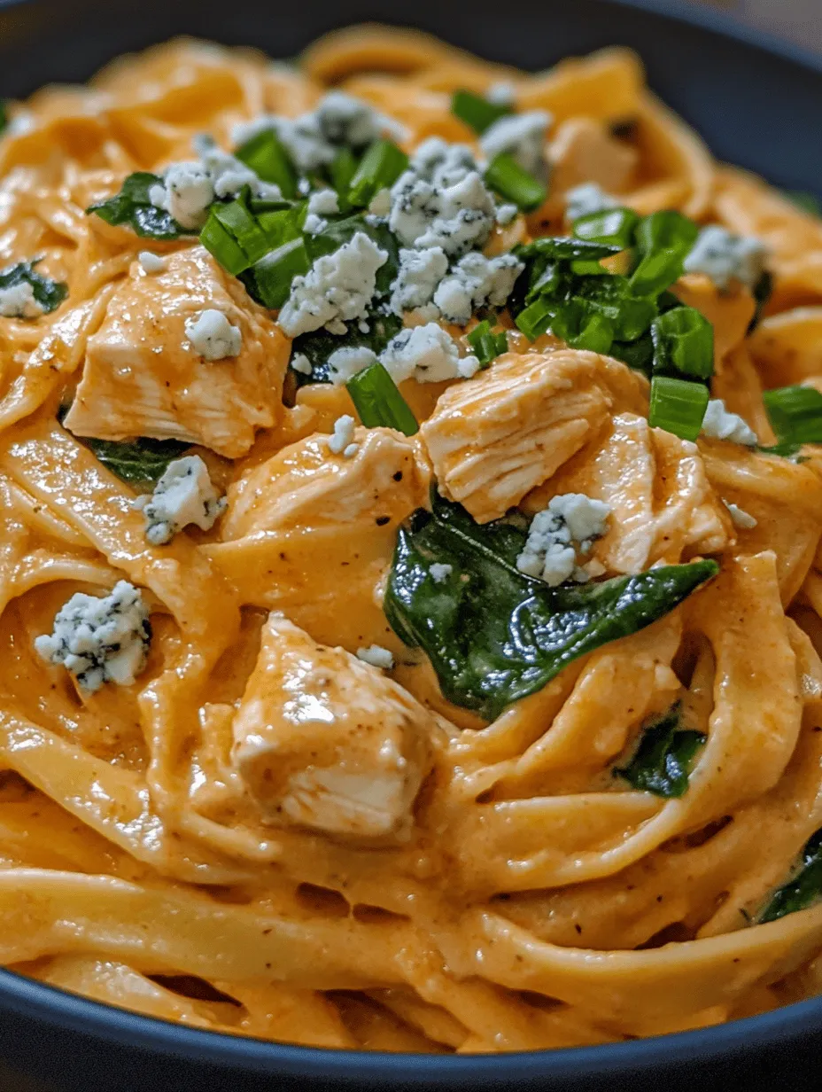 Buffalo Chicken Spinach Alfredo is a delectable dish that combines the rich, creamy flavors of Alfredo sauce with the bold and spicy notes of buffalo chicken. This recipe is perfect for those who enjoy a little kick in their pasta dishes while still indulging in the comfort of a classic cream sauce. It seamlessly marries the heat of buffalo sauce with the smoothness of Alfredo, creating a culinary experience that tantalizes the taste buds and satisfies the soul.