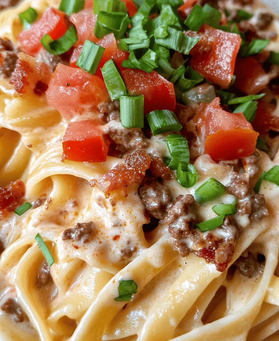 Welcome to a delicious culinary journey where comfort food meets indulgence! If you're a fan of hearty dishes that satisfy cravings, then you're in for a treat with our Indulgent Loaded Bacon Cheeseburger Alfredo Pasta. This recipe is a delightful fusion that combines the beloved flavors of a classic cheeseburger with the creamy, luscious texture of Alfredo sauce, all beautifully enveloped in tender fettuccine pasta.
