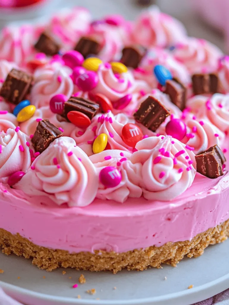 No-bake cheesecakes have become a favorite among dessert lovers, and it’s easy to see why. These delightful treats eliminate the need for an oven, allowing for a quick and easy preparation process that’s perfect for the busy baker. With a creamy texture and versatile flavors, no-bake cheesecakes have carved out a special place in the hearts of dessert enthusiasts everywhere. Among the myriad of no-bake cheesecake recipes, the Pink Paradise No-Bake M&M Snickers Cheesecake stands out with its vibrant hue and a delightful combination of flavors that make it an instant showstopper.