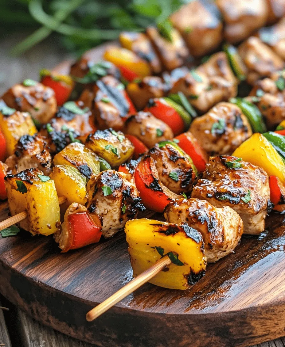Grilled chicken skewers are a classic dish enjoyed by many, embodying the essence of outdoor cooking and communal dining. Their convenience and versatility make them a favorite for summer gatherings, barbecues, and family dinners. When you add a tropical twist, featuring juicy pineapple and colorful bell peppers, these skewers transform into a vibrant and flavorful dish that transports your taste buds to sunny shores. The combination of savory chicken, sweet pineapple, and crisp vegetables creates a delightful harmony of flavors, perfect for impressing guests or indulging in a delicious family meal.