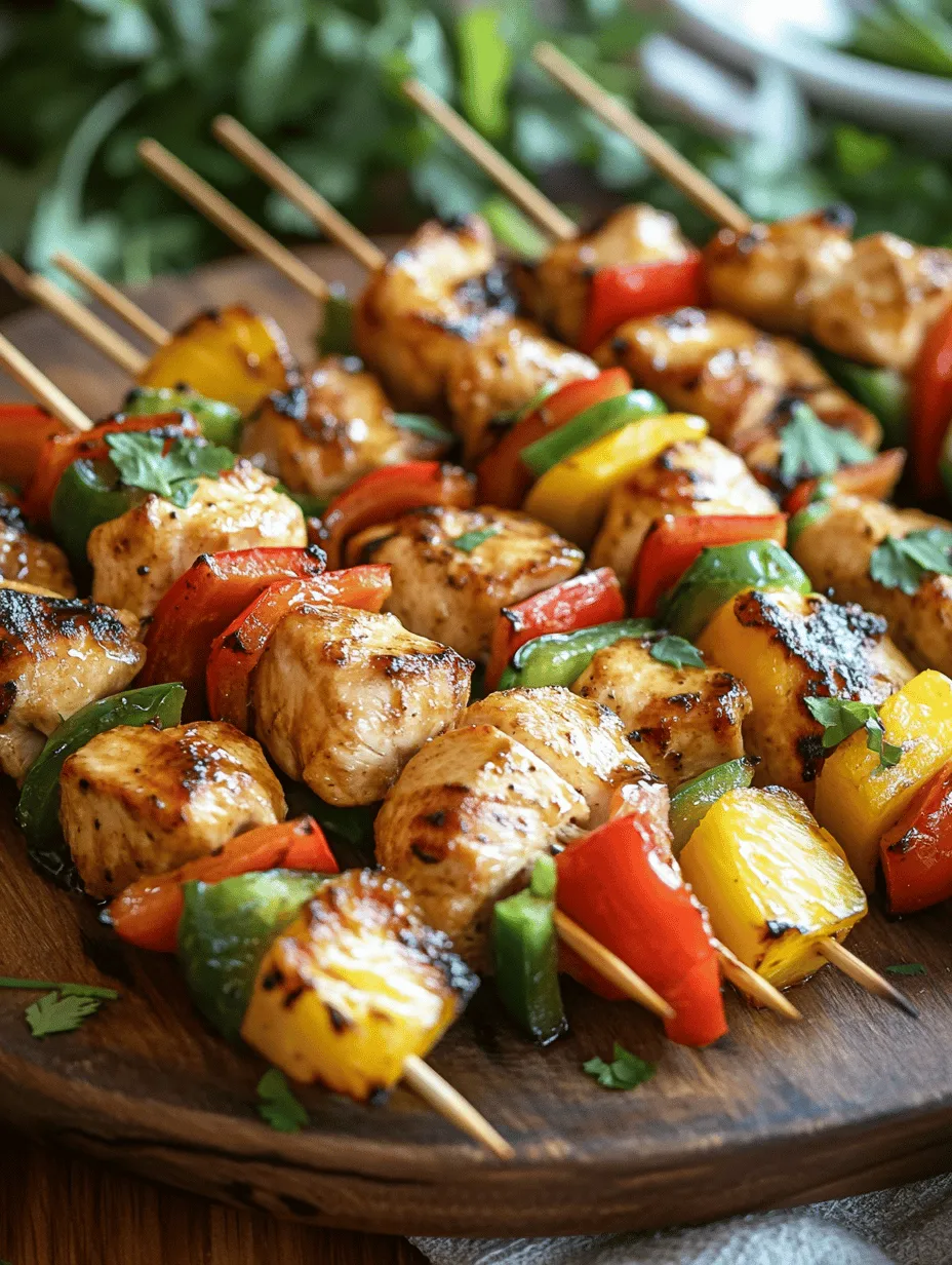 Grilled chicken skewers are a classic dish enjoyed by many, embodying the essence of outdoor cooking and communal dining. Their convenience and versatility make them a favorite for summer gatherings, barbecues, and family dinners. When you add a tropical twist, featuring juicy pineapple and colorful bell peppers, these skewers transform into a vibrant and flavorful dish that transports your taste buds to sunny shores. The combination of savory chicken, sweet pineapple, and crisp vegetables creates a delightful harmony of flavors, perfect for impressing guests or indulging in a delicious family meal.