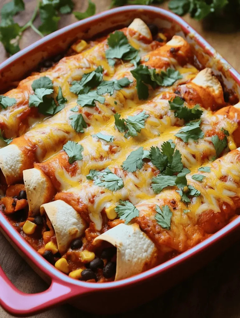 Welcome to a culinary journey that celebrates the vibrant and hearty flavors of Mexican cuisine with a wholesome twist! Our Savory Sweet Potato & Black Bean Enchiladas are not just a delightful dish; they are a celebration of nutrition, flavor, and innovation. This recipe artfully combines the natural sweetness of sweet potatoes with the earthy richness of black beans, creating a satisfying meal that is perfect for any occasion—be it a family dinner, a festive gathering, or a cozy weeknight treat.