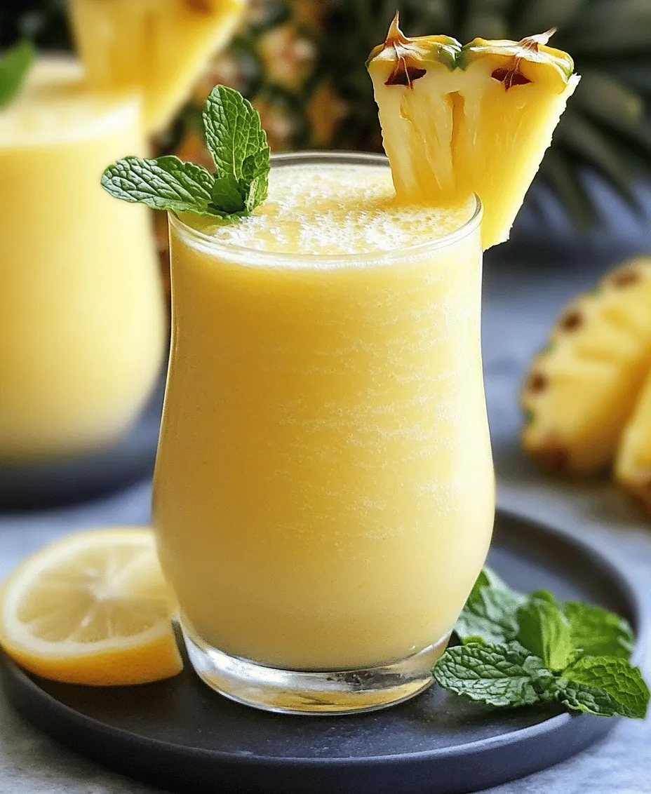 Pineapple and lemon are two of nature's most refreshing ingredients, both renowned for their hydrating and energizing properties. When combined in a lemonade, they create a harmonious balance of sweetness and tartness that tantalizes the taste buds. Pineapple is not only delicious but also packed with health benefits. It contains bromelain, an enzyme that aids digestion, as well as a wealth of vitamins and minerals, including vitamin C, which supports the immune system and helps to keep skin healthy.