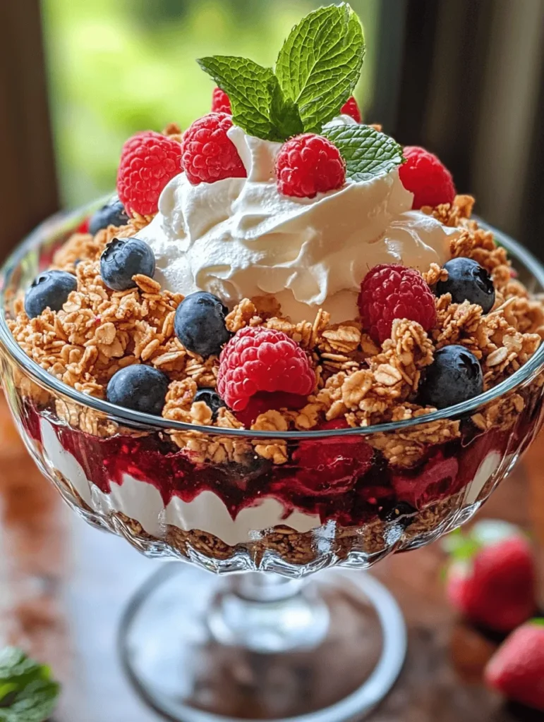 As the warmth of early summer settles in, Memorial Day emerges as a poignant occasion that honors the brave men and women who sacrificed their lives for our freedom. This national holiday, often marked by gatherings, barbecues, and outdoor celebrations, provides the perfect opportunity to enjoy good food and great company. One delightful dessert that captures the spirit of this day is the Memorial Day Berry Trifle. This layered treat is not only visually appealing with its vibrant colors but also combines the refreshing taste of fresh fruits, creamy yogurt, and crunchy granola. It is a delicious addition to any Memorial Day feast and is sure to impress your guests.