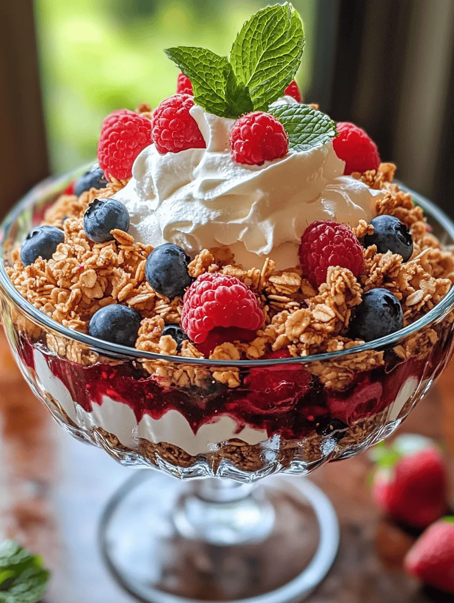 As the warmth of early summer settles in, Memorial Day emerges as a poignant occasion that honors the brave men and women who sacrificed their lives for our freedom. This national holiday, often marked by gatherings, barbecues, and outdoor celebrations, provides the perfect opportunity to enjoy good food and great company. One delightful dessert that captures the spirit of this day is the Memorial Day Berry Trifle. This layered treat is not only visually appealing with its vibrant colors but also combines the refreshing taste of fresh fruits, creamy yogurt, and crunchy granola. It is a delicious addition to any Memorial Day feast and is sure to impress your guests.