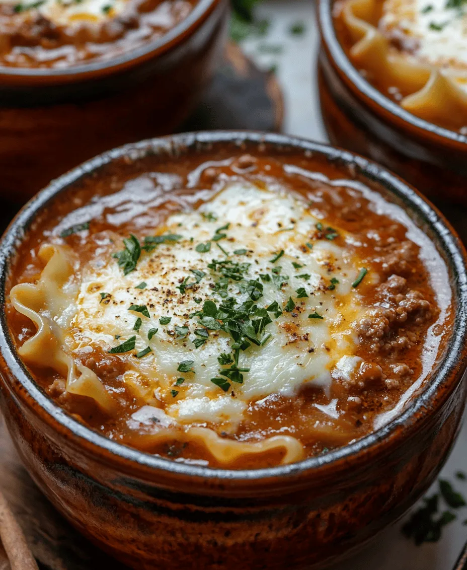 What makes lasagna soup so appealing? For starters, it captures all the familiar flavors of traditional lasagna. The combination of savory Italian sausage or ground beef, aromatic onions and garlic, and a rich tomato base creates a symphony of taste that is both warm and inviting. As you take your first spoonful, you’ll be reminded of cozy family gatherings around the dinner table, where lasagna often reigns supreme.